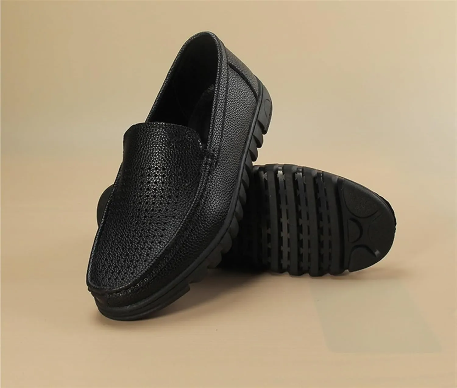Slip On Lightweight Black Loafer Shoes for Work Man Resistant Arch Support Healthcare Comfortable