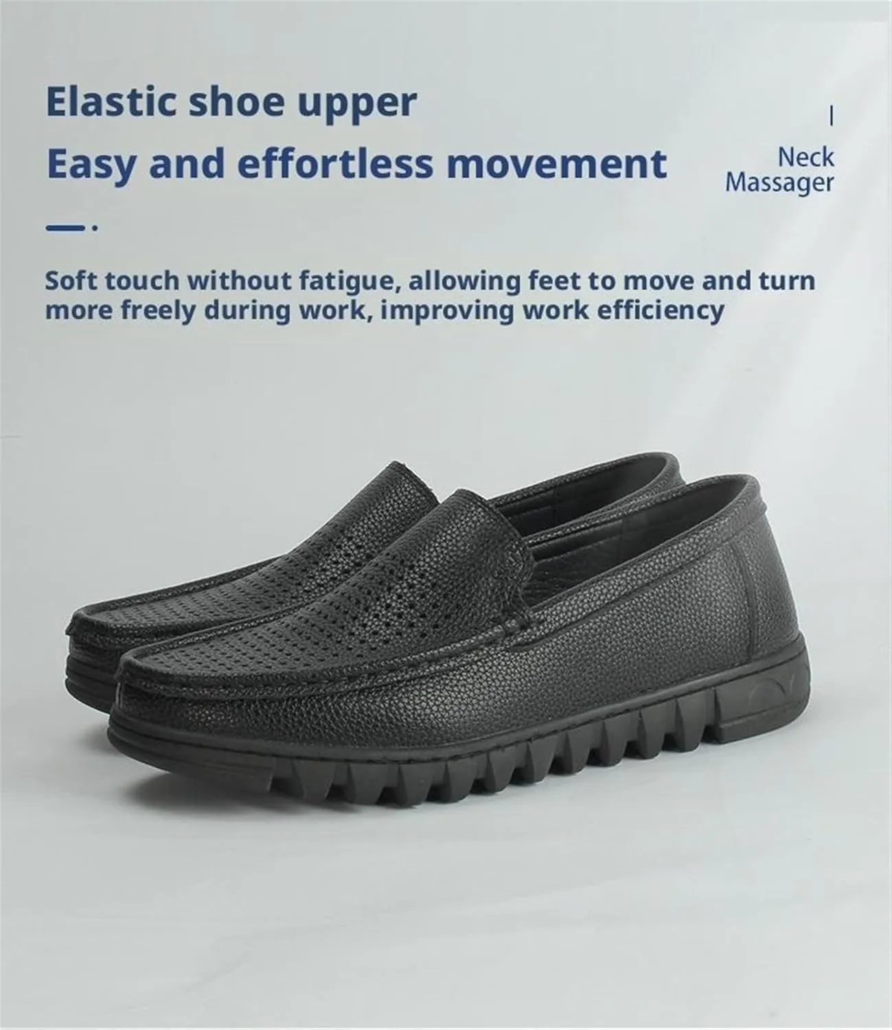 Slip On Lightweight Black Loafer Shoes for Work Man Resistant Arch Support Healthcare Comfortable