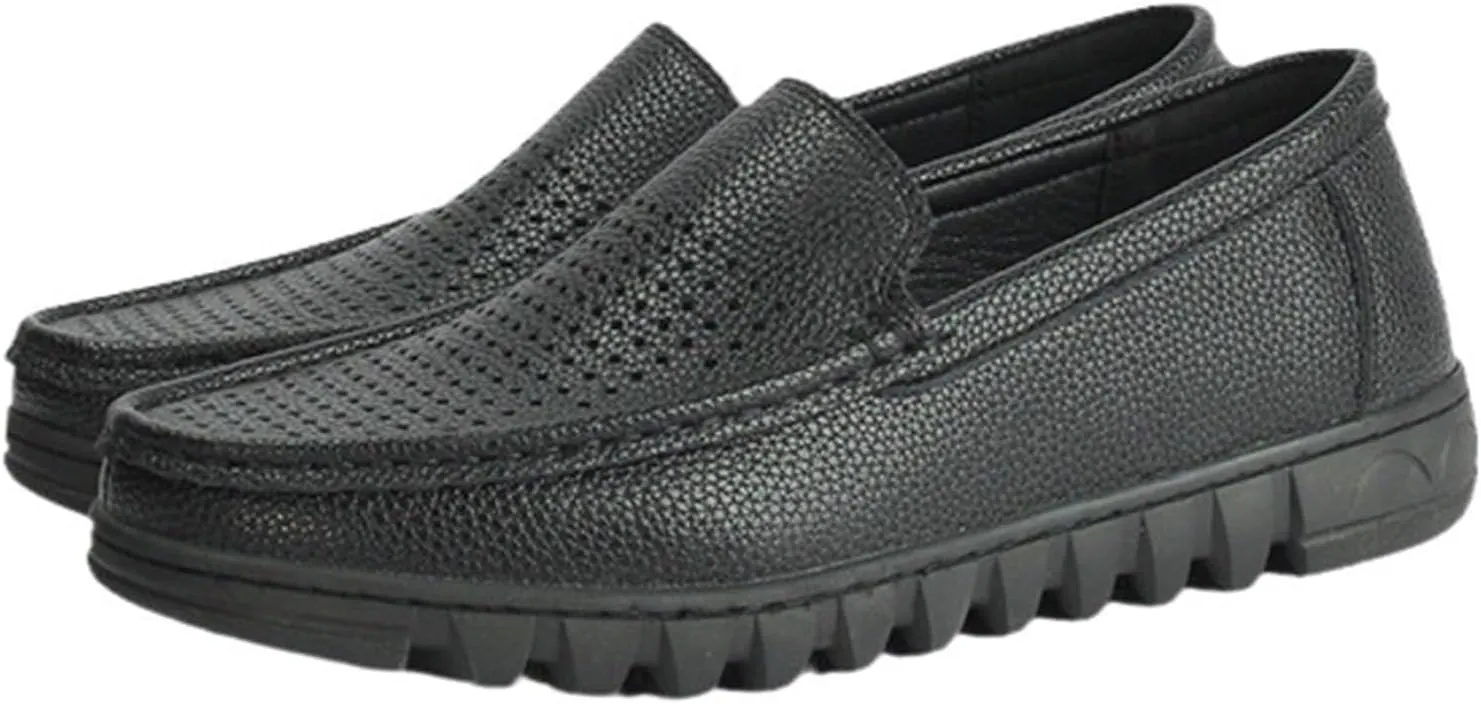 Slip On Lightweight Black Loafer Shoes for Work Man Resistant Arch Support Healthcare Comfortable