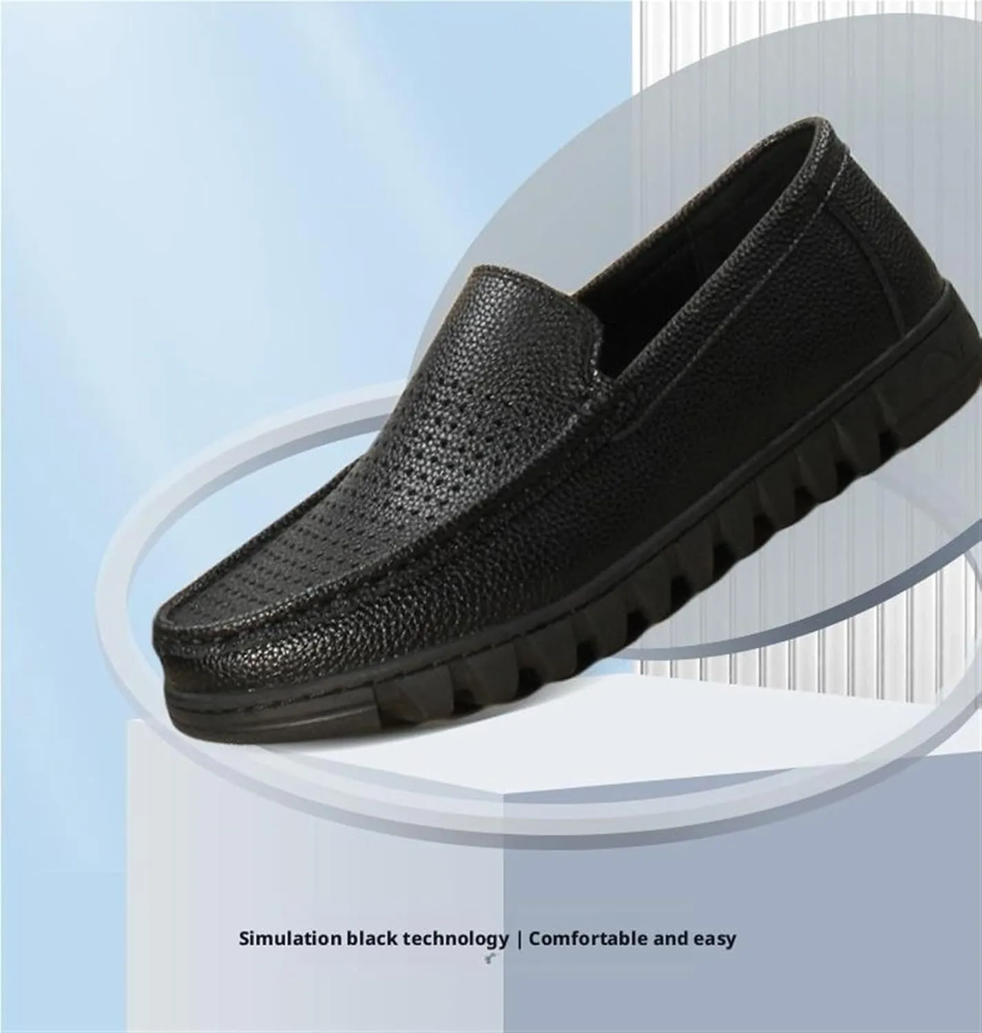 Slip On Lightweight Black Loafer Shoes for Work Man Resistant Arch Support Healthcare Comfortable