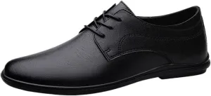 Soft Bottom Casual Shoes Breathable Comfy Non Slip Rubber Sole Leather Shoes Mens Comfortable Lace Up Oxfords
