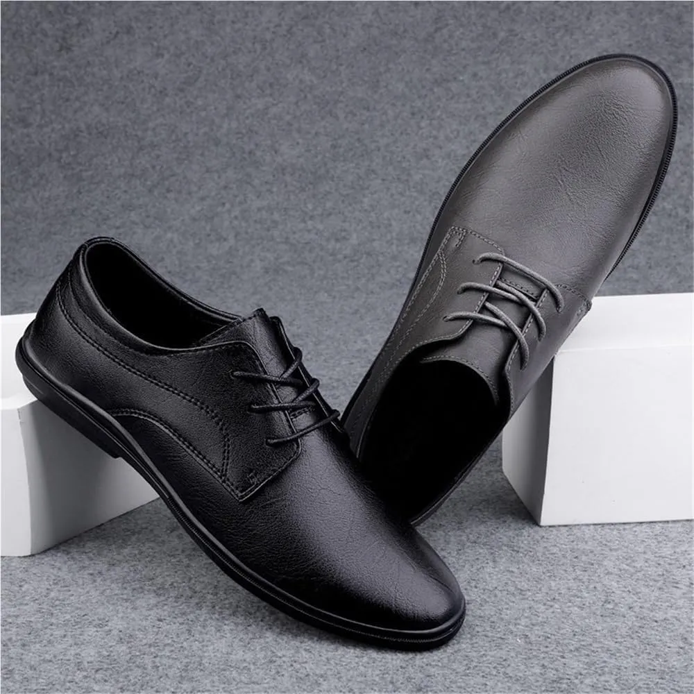 Soft Bottom Casual Shoes Breathable Comfy Non Slip Rubber Sole Leather Shoes Mens Comfortable Lace Up Oxfords