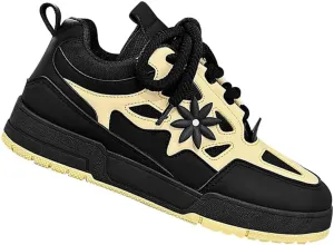 Stylish Men's Flower Pattern Lace-Up Skateboard Shoes - Non-Slip, Comfy, Breathable, Platform Design for All Seasons, Casual, Outdoor, and Daily Wear