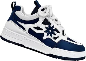 Stylish Men's Flower Pattern Lace-Up Skateboard Shoes - Non-Slip, Comfy, Breathable, Platform Design for All Seasons, Casual, Outdoor, and Daily Wear