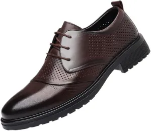 Summer Modern Men's Leather Shoes Men Low-Top Non-Slip Soft Business Formal Dress Shoes Pierced Breathable Oxford Shoes