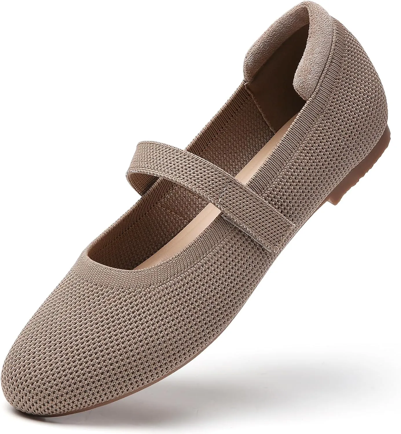 Tilocow Womens Ballet Flats Round Toe Knit Mary Jane Shoes Comfortable Dressy Flats for Women Casual Adjustable Strap Slip On Shoes