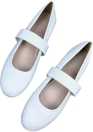 TN TANGNEST Leather Flats for Women Comfortable Round Toe Slip On Ballet Flats Retro Dress Mary Jane Flats