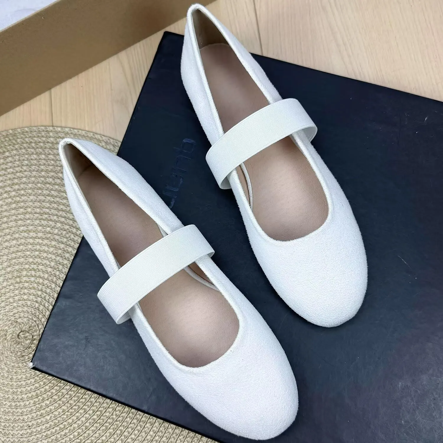 TN TANGNEST Leather Flats for Women Comfortable Round Toe Slip On Ballet Flats Retro Dress Mary Jane Flats