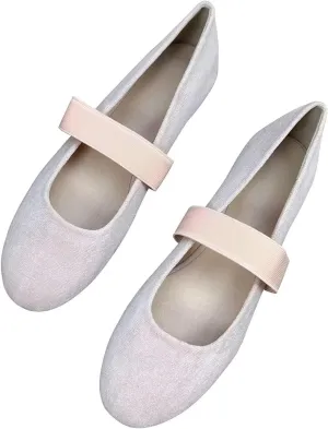 TN TANGNEST Leather Flats for Women Comfortable Round Toe Slip On Ballet Flats Retro Dress Mary Jane Flats