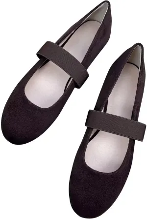 TN TANGNEST Leather Flats for Women Comfortable Round Toe Slip On Ballet Flats Retro Dress Mary Jane Flats
