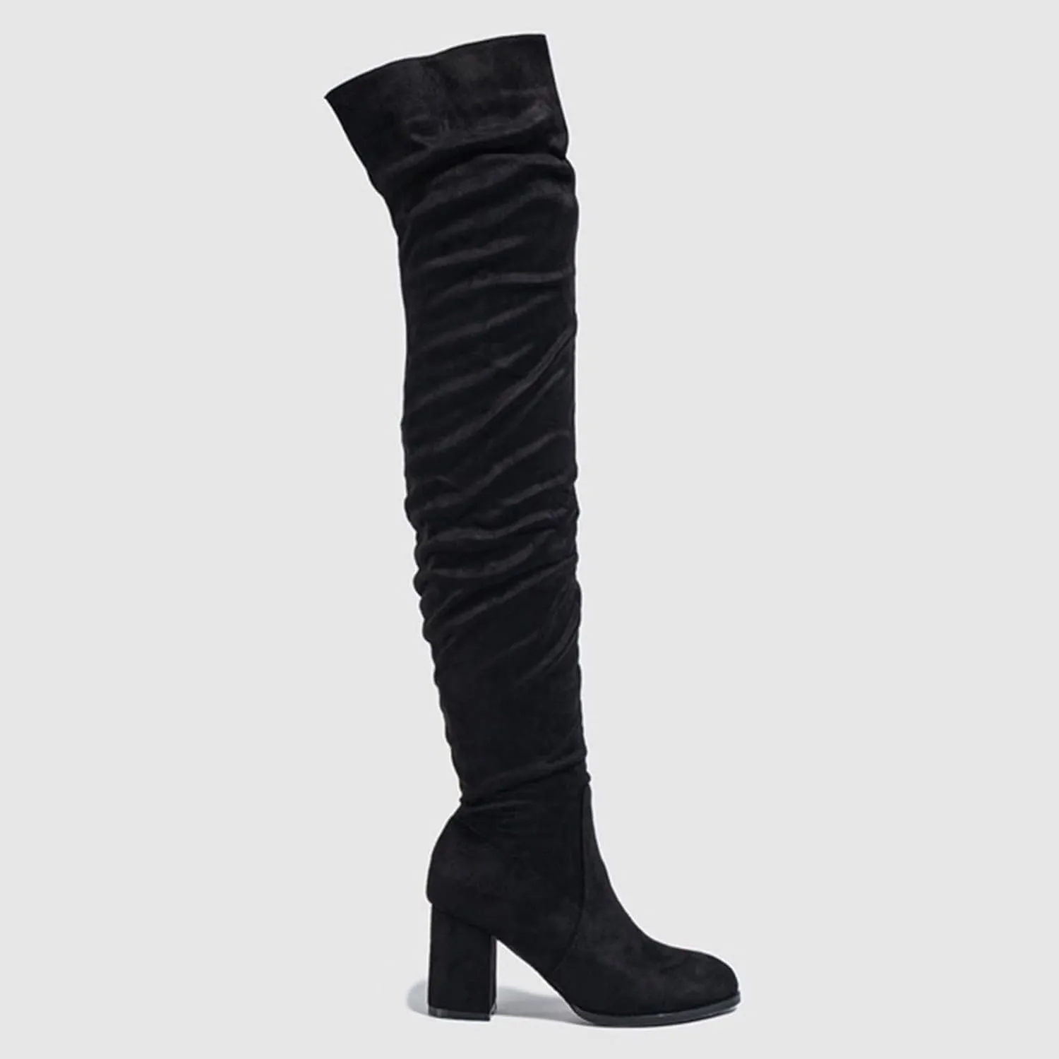 White Cowgirl Boots Square Heel Over Knee Boots Suede Zipper Thigh High Boots Chunky Heeled Tall Long Boots