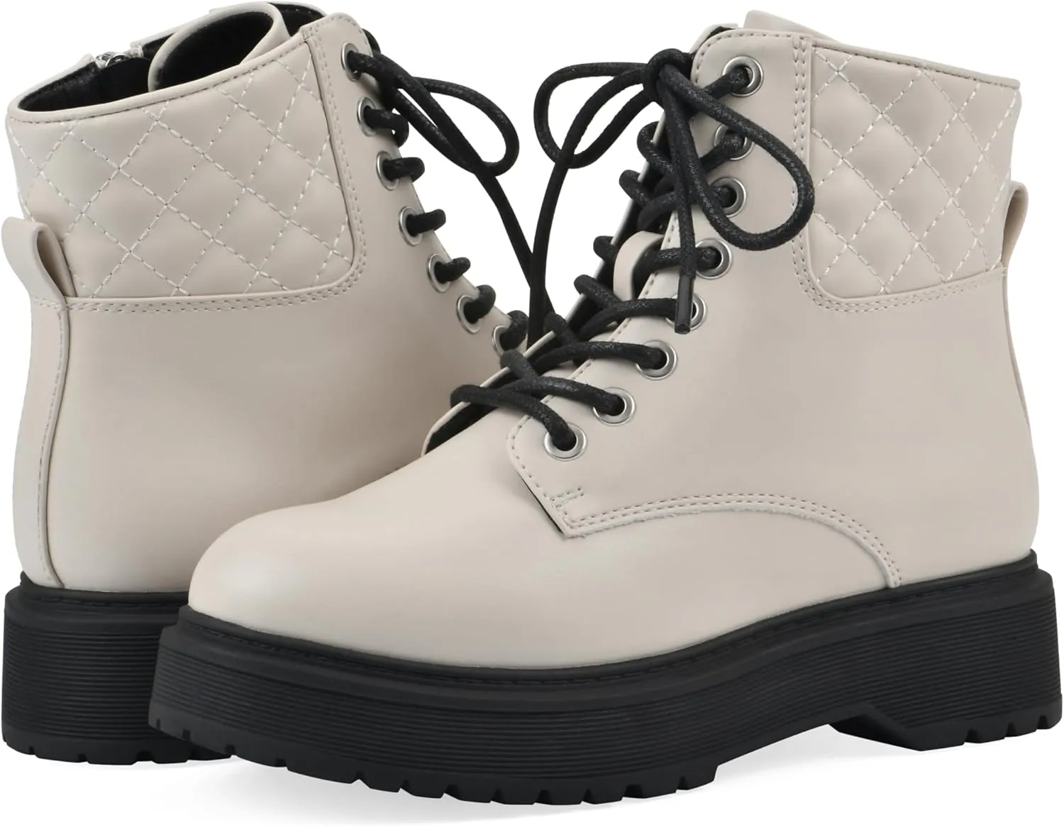 WHITE MOUNTAIN KIDS Girls' Prestan Lace-Up Lug Sole Combat Ankle Bootie