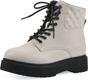 WHITE MOUNTAIN KIDS Girls' Prestan Lace-Up Lug Sole Combat Ankle Bootie