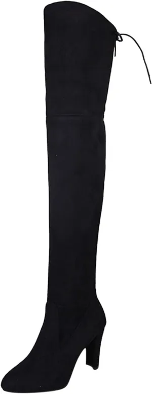 Winter Boots For Women High Chunky Heeled Over Knee Boots Zipper Pointed Suede Thigh High Boots Long Bootie