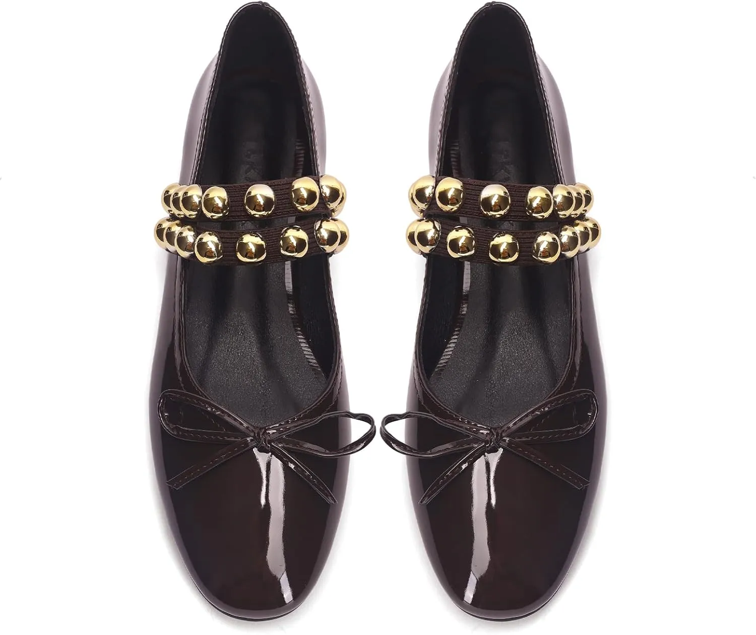 Women' Ballet Flats Round Toe Studded Flats Wide Width Mary Jane Casual Comfortable Ballerina Flat Shoes