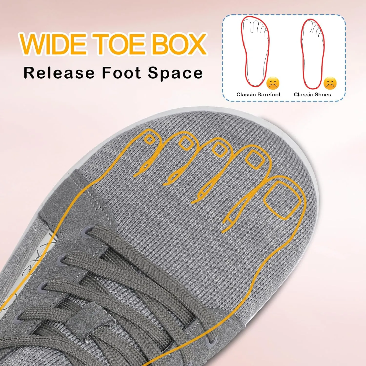 Womens Barefoot Walking Shoes Wide Toe Fashion Sneakers Comfortable Casual Shoes Zero Drop Minimalist Shoes