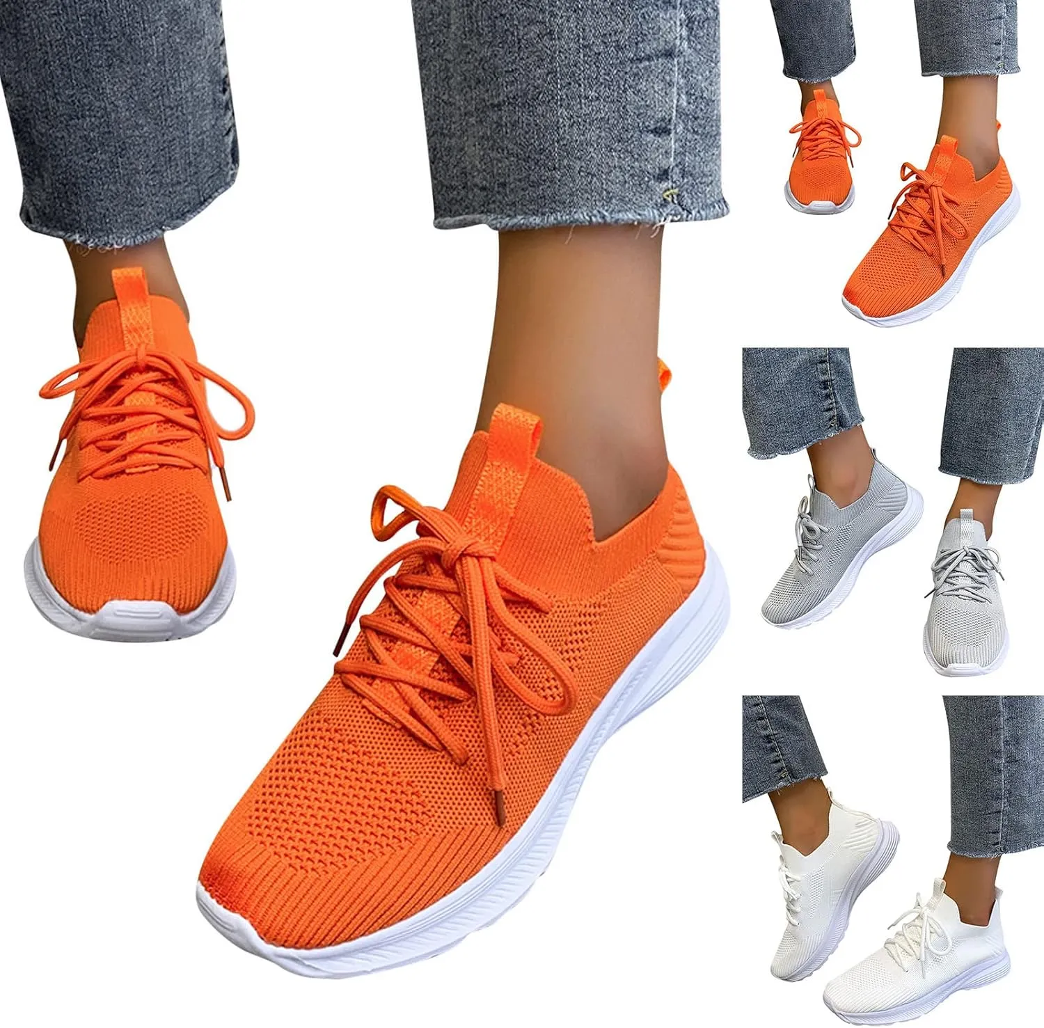 Womens Breathable Nursing Shoes Air Cushion Orthopedic Sneakers with Arch Support Outdoor Casual Fitness Shoe