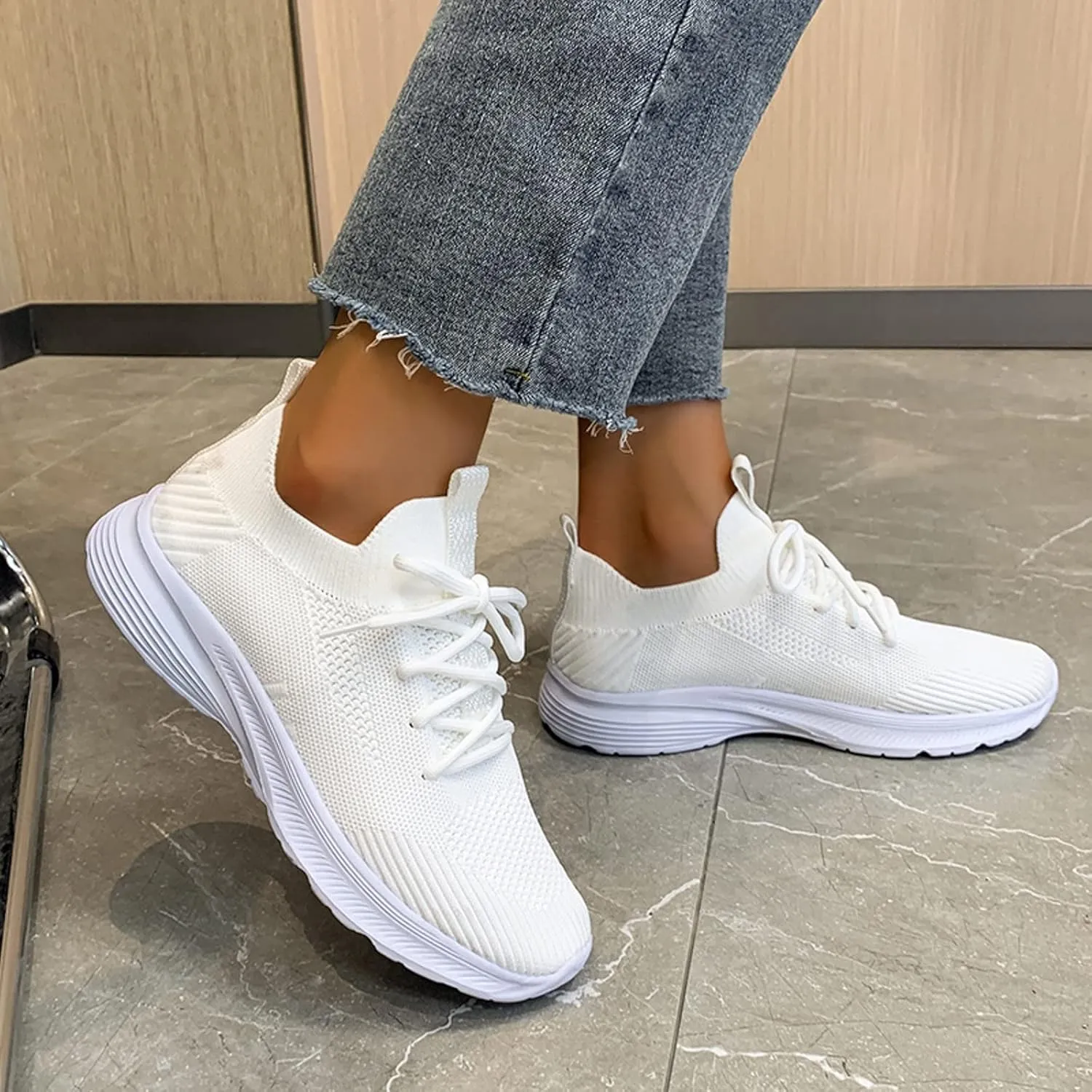 Womens Breathable Nursing Shoes Air Cushion Orthopedic Sneakers with Arch Support Outdoor Casual Fitness Shoe