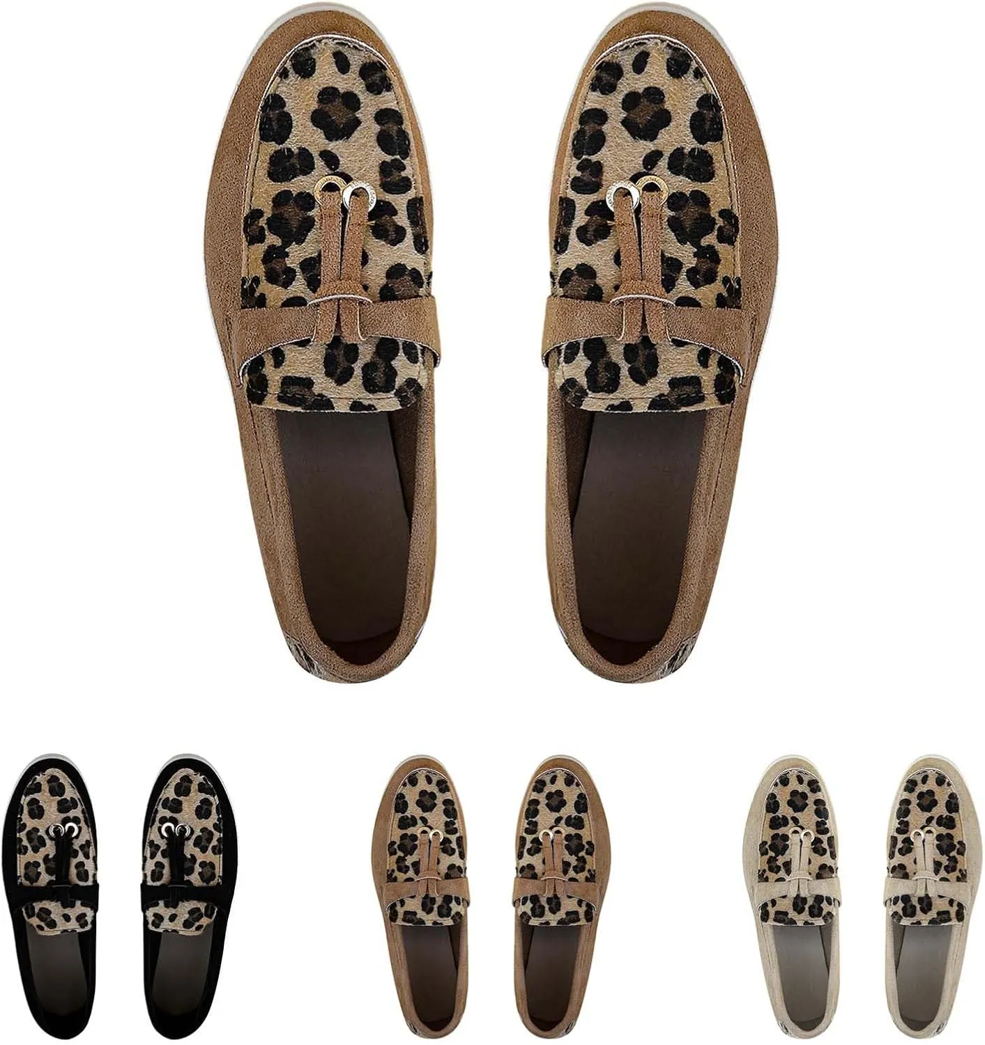 Women's Fashion Leopard Print Flat Shoes Women Ladies Low Heel Comfortable Casual Shoes Ladies Loafers