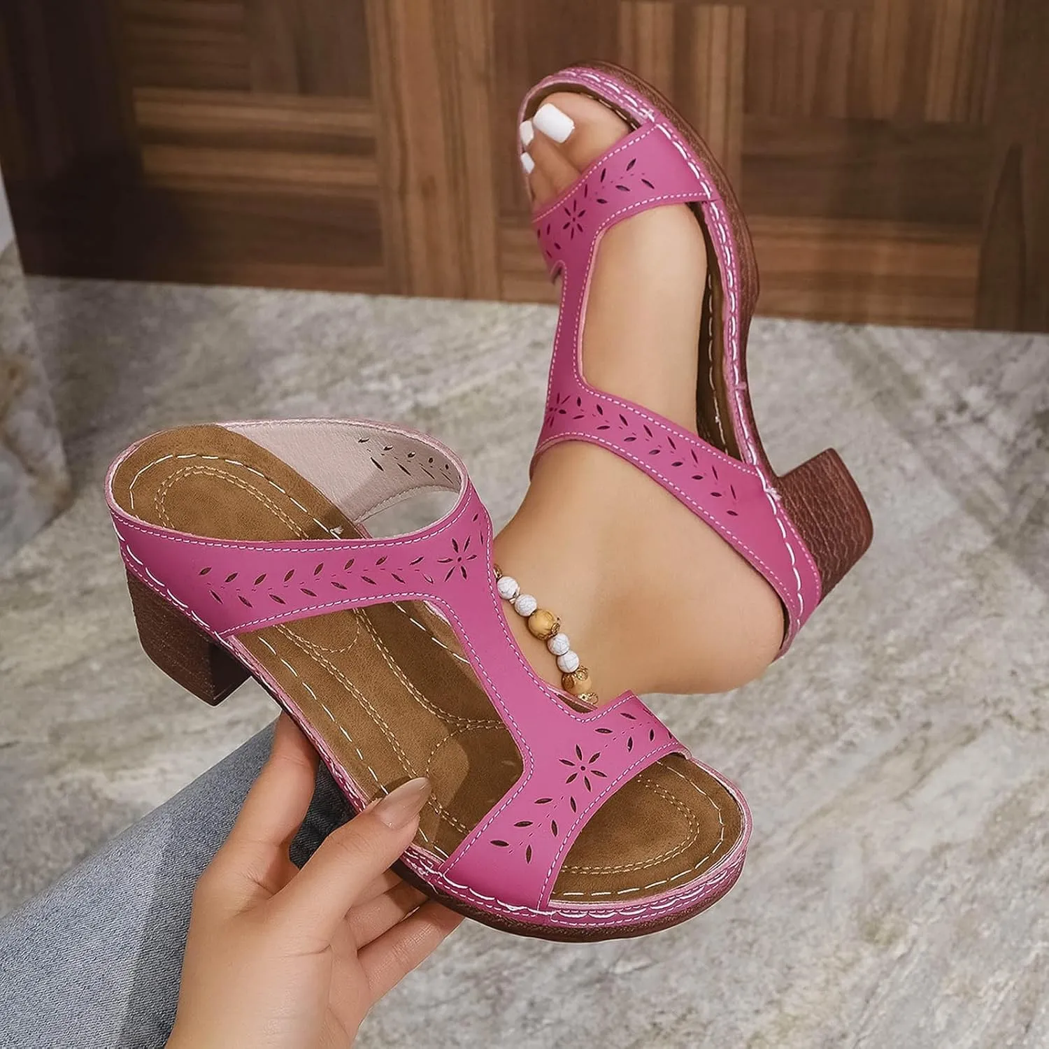 Women's Fashion Slippers Comfortable Open Toe Wedges Casual Outdoor and Beach Wear Perfect Summer Season Womens Zx2