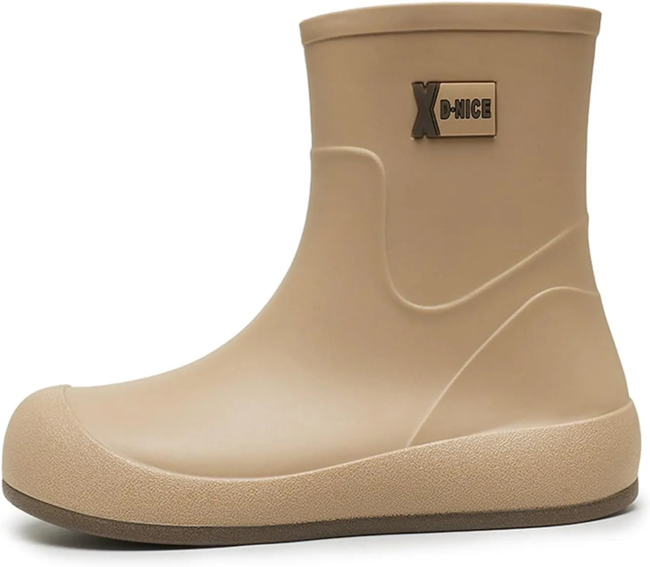 Women's Mid Calf Rain Boots Waterproof Fashion Garden Shoes Anti-Slipping Rainboots Comfortable Insole Light Rain Shoes