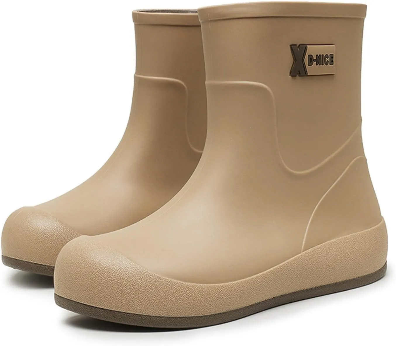 Women's Mid Calf Rain Boots Waterproof Fashion Garden Shoes Anti-Slipping Rainboots Comfortable Insole Light Rain Shoes