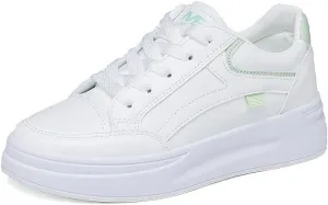 Women's Platform Skate Shoes, Versatile Height Increasing Lace Up Low Top Shoes, Outdoor Walking White Shoes