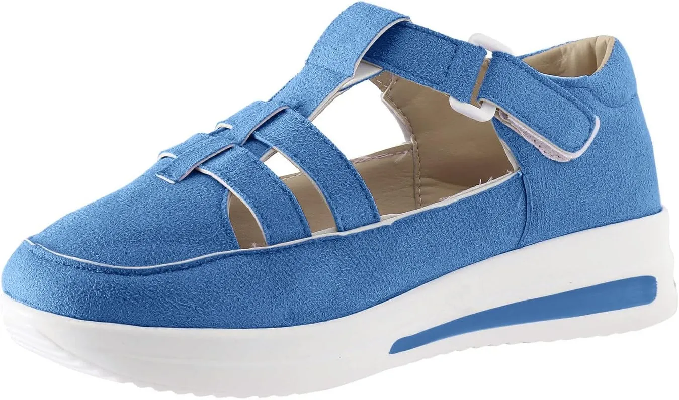 Womens Running Shoes Hollowed Out Flock Hook Loop Shoes Casual Thick Sole Shoes Arch Support Walking Shoes