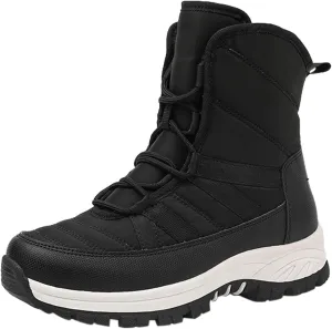 Women's Winter Fashion Thick Warm Snow Boots Round Head Lace Up Non Slip Boots Adult Snow Boots Women