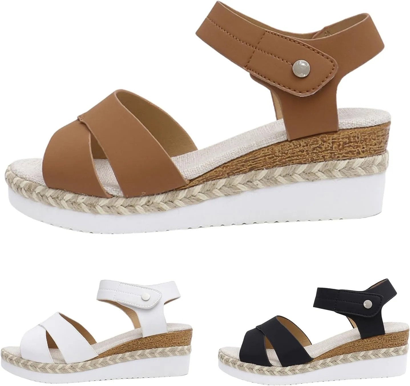Work Sandals for Women Office Ankle Strap Open Toe Platform Wedges Shoes Holiday Beach Comfortable Casual Shoes