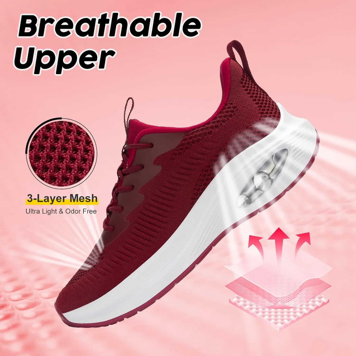 ZYEN Wide Toe Box Shoes Women Air Cushion Road Running Shoes Extra Wide Width Sneakers Arch Support Gym Athletic Tennis Sneakers Lightweight Breathable Walking Shoes